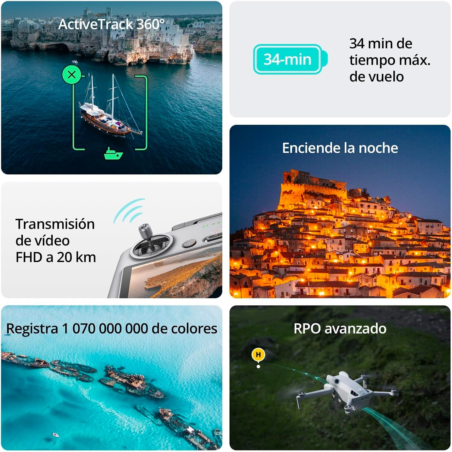 Pack DJI Mini 4 Pro Vuela Más Plus con DJI RC 2 (control remoto con pantalla), cámara de vídeo 4K HDR para adultos, con 2 baterías de vuelo inteligentes adicionales para 45 min de tiempo de vuelo