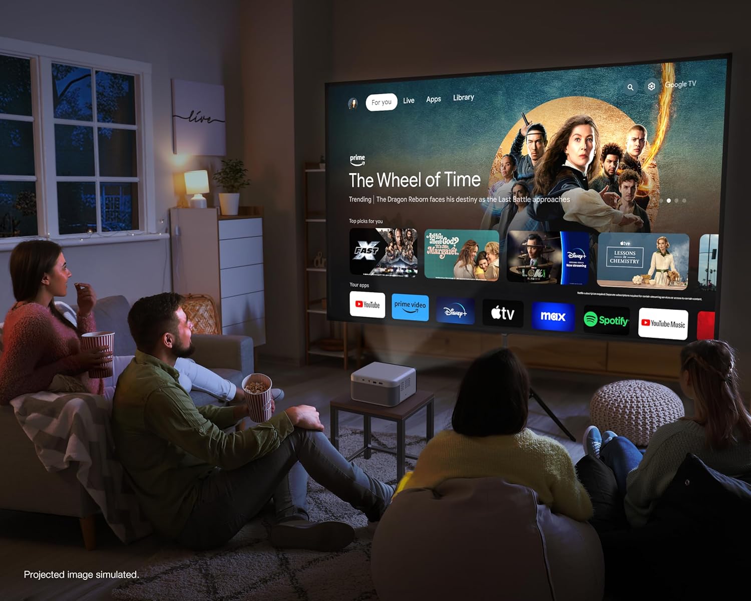 Epson EpiqVision Mini EF21 Proyector láser Inteligente portátil, 1000 lúmenes, FHD 1080p HDR, 3 Chips 3LCD, Google TV, Netflix, Altavoces estéreo, Cine en casa