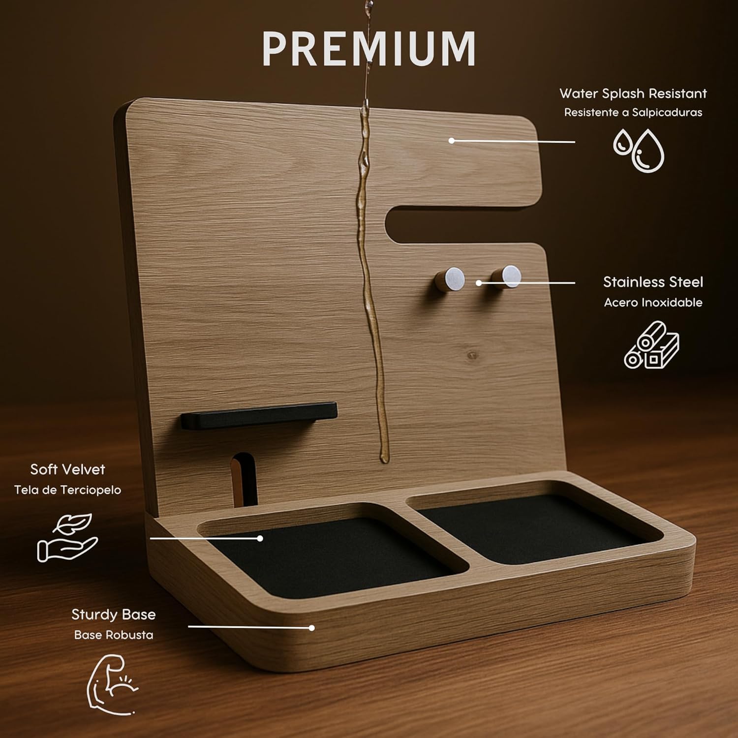 Namore Regalos Para Hombre - Organizador de Escritorio - Soporte Para Celular, Cartera, Accesorios, Reloj y Porta Llaves - Organizacion Hogar, Oficina y Buro, Docking Station - Regalo Graduación