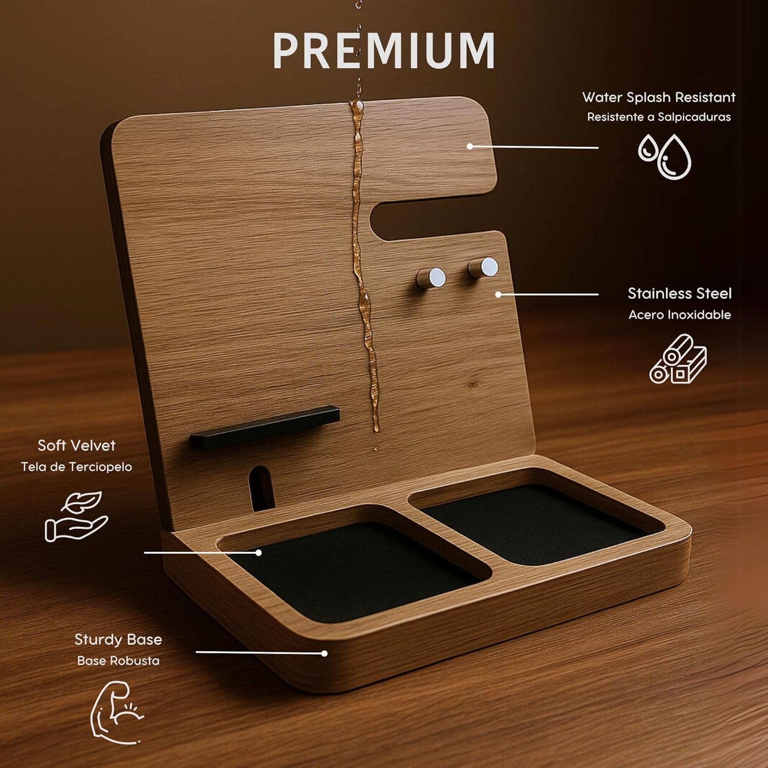 Namore Regalos Para Hombre - Organizador de Escritorio - Soporte Para Celular, Cartera, Accesorios, Reloj y Porta Llaves - Organizacion Hogar, Oficina y Buro, Docking Station - Regalo Graduación