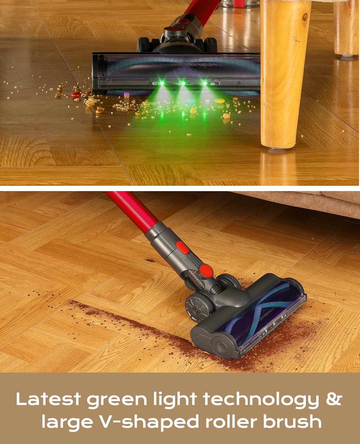 Aspiradora sin Cable,35kPa Aspirador de Mano,6 en 1 Inalámbrica con 35minutos de autonomía y batería extraíble,Aspirador Escoba Ideal para Pelo de Mascota/Alfombra/Suelo Duro&Oro