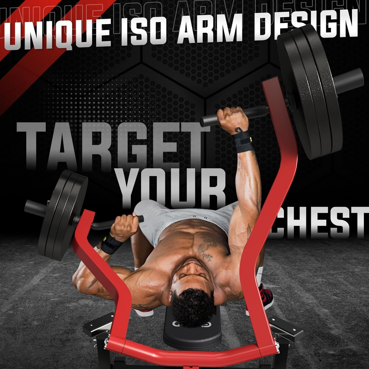 Máquina de prensa de pecho GMWD, máquina de prensa de banco de 1050 libras con brazos convergentes independientes, banco inclinado plano ajustable para pecho, entrenamientos AB, equipo de gimnasio en casa para hombros