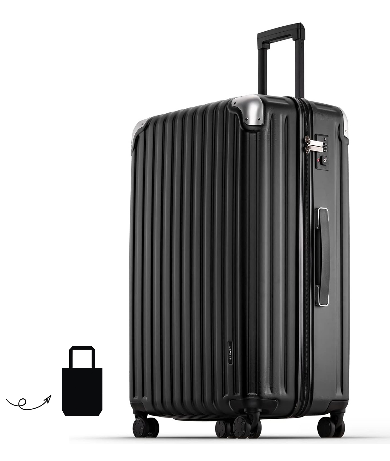 LEVEL8 Grace Maletas de Viaje, 20" Equipaje Expandible, Maletas de Mano con Bolsillo Frontal, con Ruedas Spinner y Cerradura Tsa, Gris