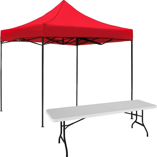 Kit Toldo Carpa 3x3 + Mesa Plegable 1.80m Jardin Exterior