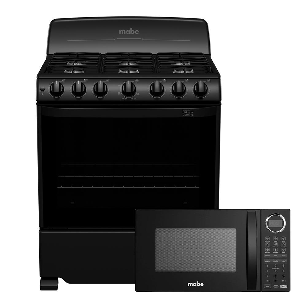 Combo Mabe Estufa 30 pulgadas con Microondas 0.9 Pies EM7630BHMM09N Negro