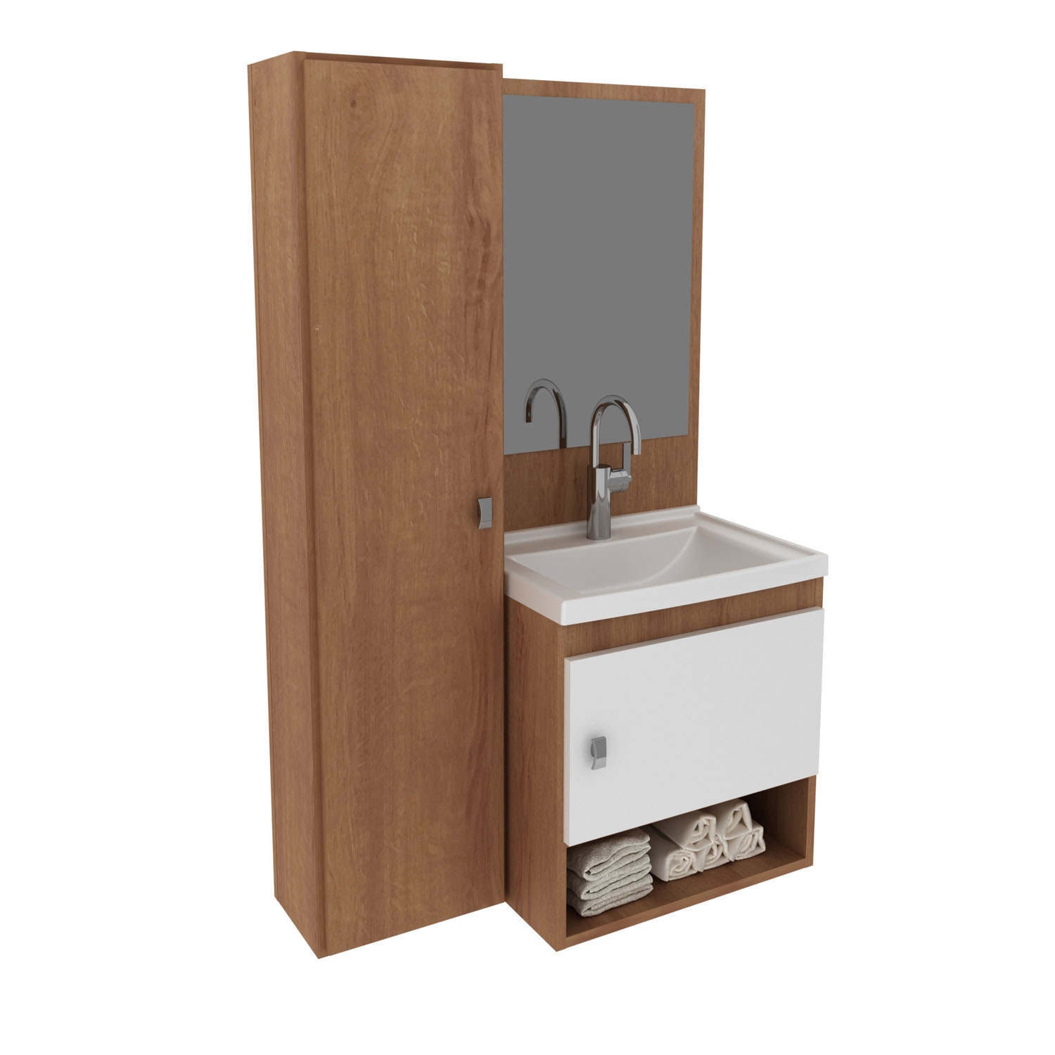Mueble Baño Aereo Almendra/Blanco Tecnomobili
