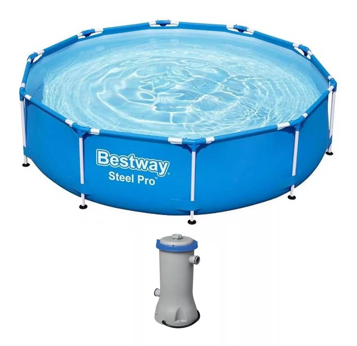 Alberca Piscina Estructural Circular Steel Pro 305cm Bestway Color Azul-gorro de natación