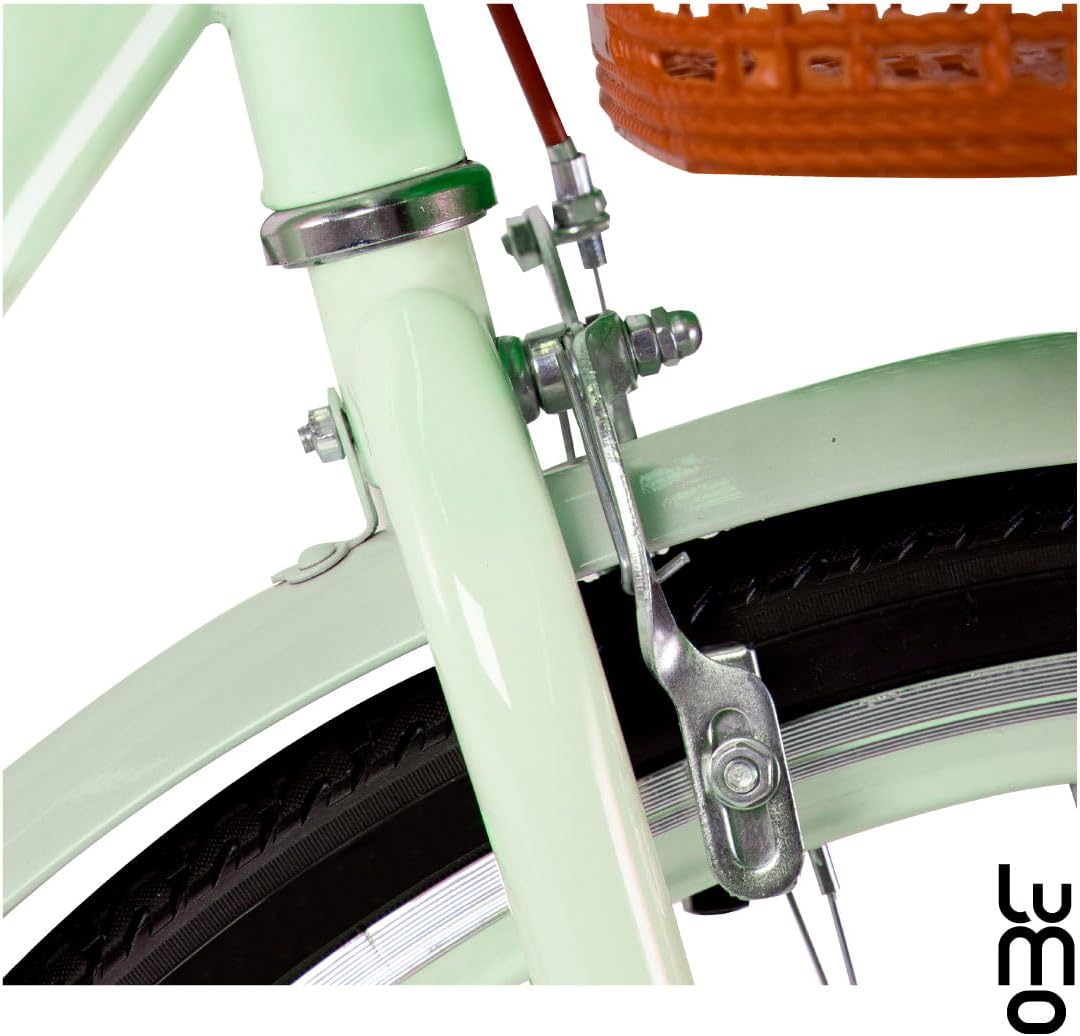 LUMO HOME Bicicleta Urbana Retro, Bicicleta Rodada 26, Marco y Estructura de Acero con Canasta para Bicicleta, Diseño Clásico Vintage, Pie de Apoyo, Bicicleta Adulto