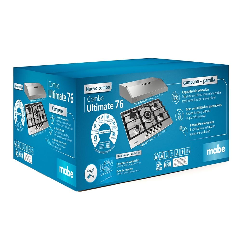 Combo Mabe Parrilla 76 cm con Campana PM76CMP76SX0 Acero