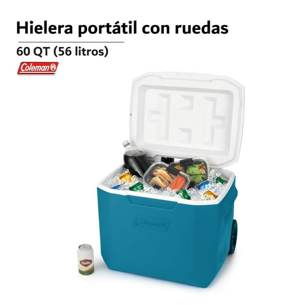 Hielera Con Ruedas Coleman Manija Telecópica, 60qt Coleman