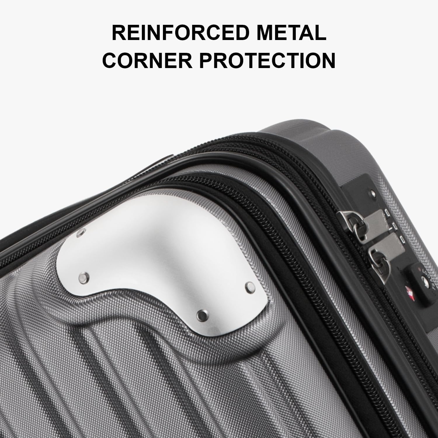 LEVEL8 Grace Maletas de Viaje, 20" Equipaje Expandible, Maletas de Mano con Bolsillo Frontal, con Ruedas Spinner y Cerradura Tsa, Gris