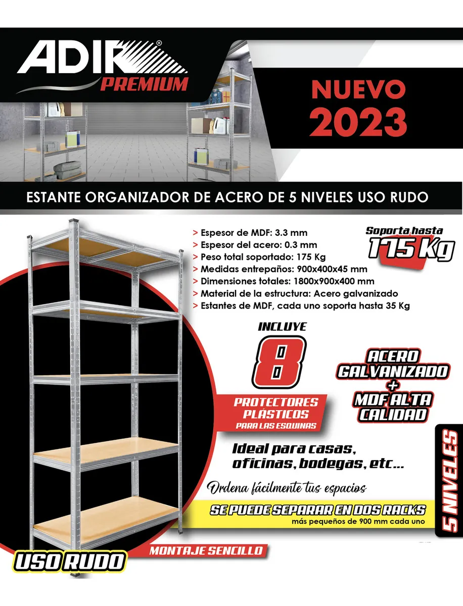 Estante Anaquel Rack Repisas 5 Niveles Metalico 180x40x90 Cm