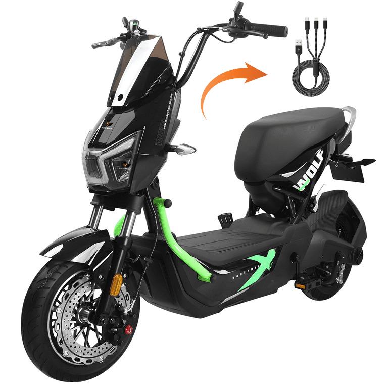 Motobici eléctrica Honey Whale ZL Negro/Verde HONEY WHALE ZL