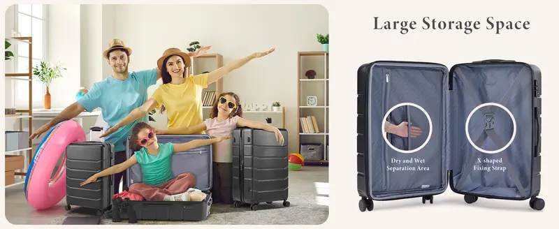 Equipaje de de 20/24/28 pulgadas, maleta rígida de ABS con ruedas giratorias dobles, equipaje expandible con cerradura TSA detalles 5