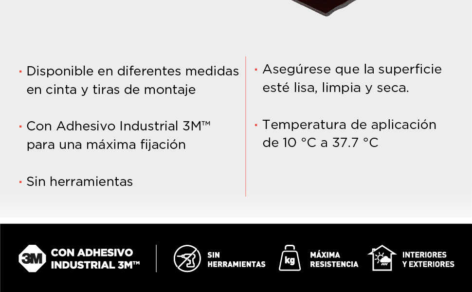 Informaciones t&eacute;cnicas de la Cinta Scotch-Mount Extrema.