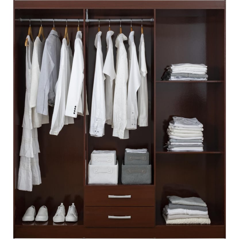 Closet Caoba 6 puertas 2 cajones