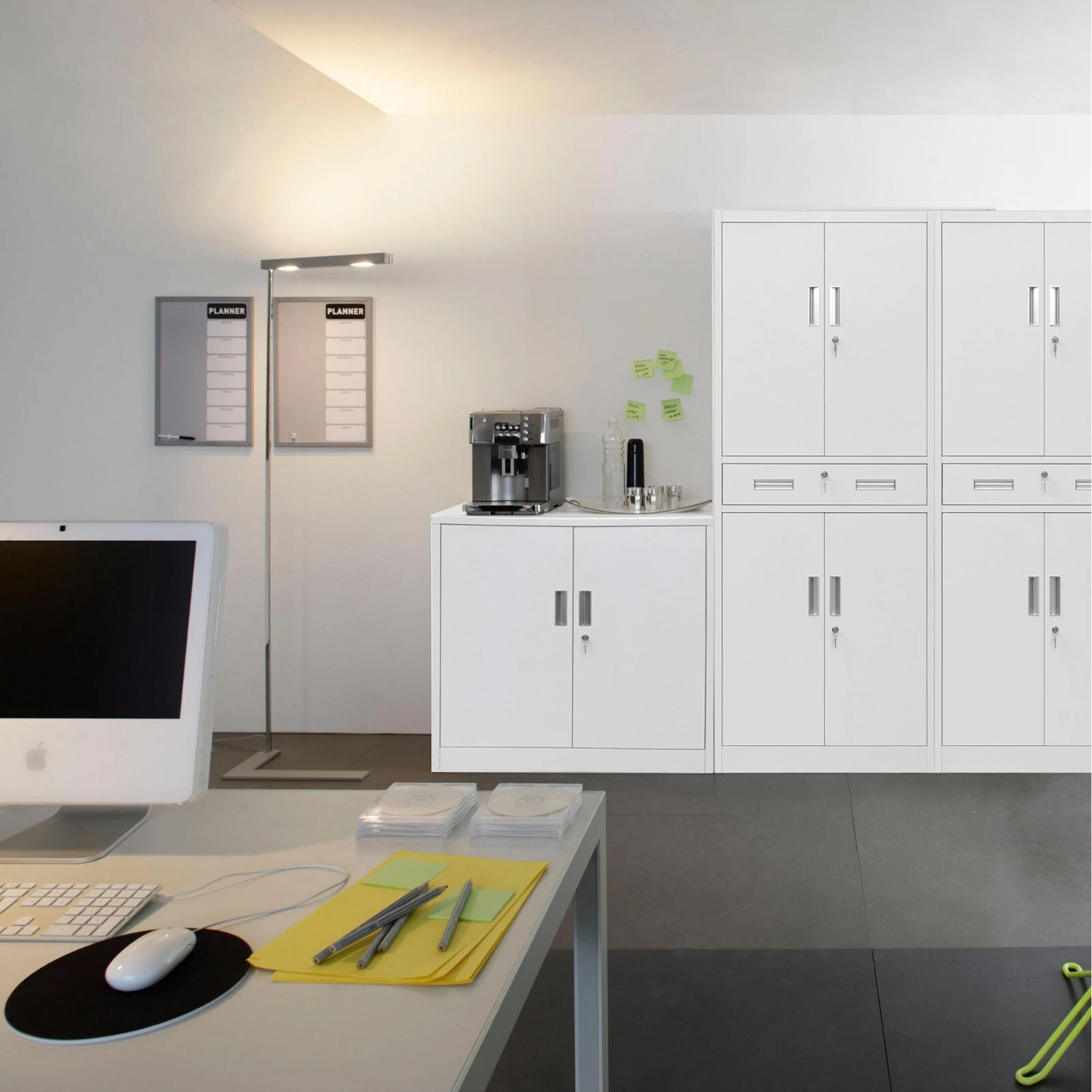 Gabinetes de almacenamiento de metal con cajones y estantes ajustables, gabinete de almacenamiento con cerradura