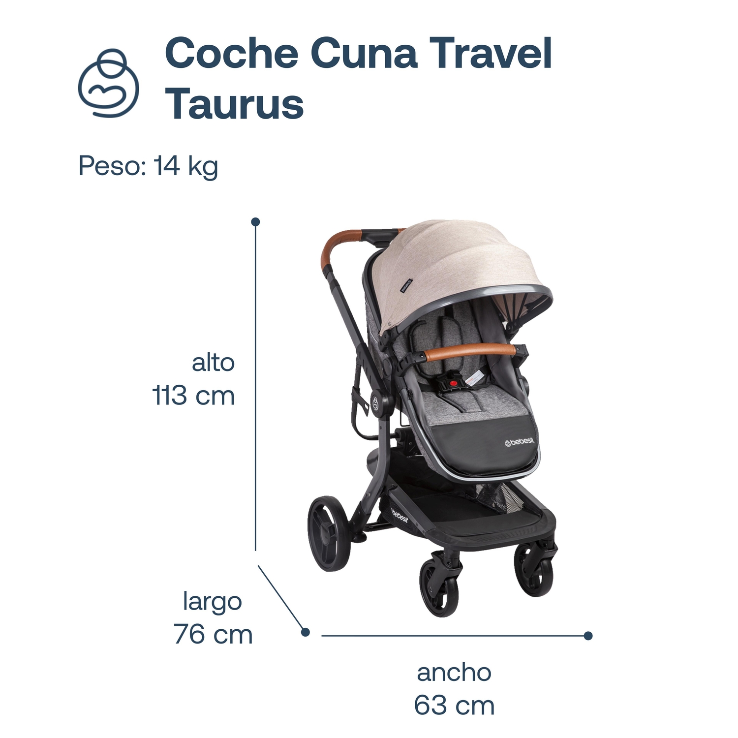 Coche Travel System Taurus Beige Bebesit