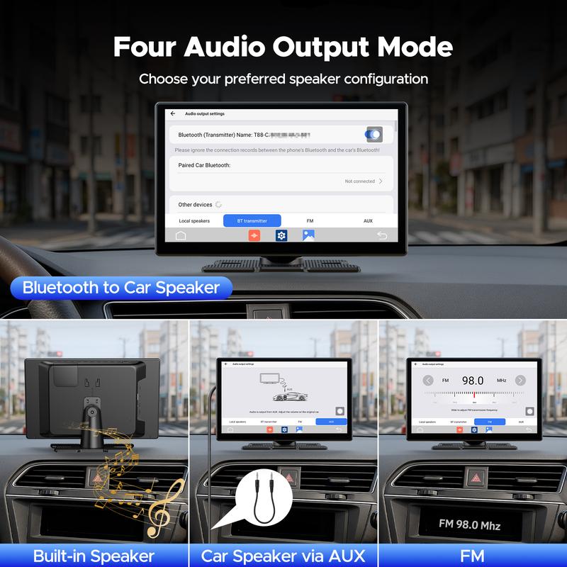 Pantalla inalámbrica CarPlay de 9" para autos antiguos: pantalla adicional para el tablero con Netflix/YouTube/TikTok integrados y kit de cámara de reversa 720P incluido, no requiere modificaciones del auto, funciona en autos, camionetas y SUV de 12-24V