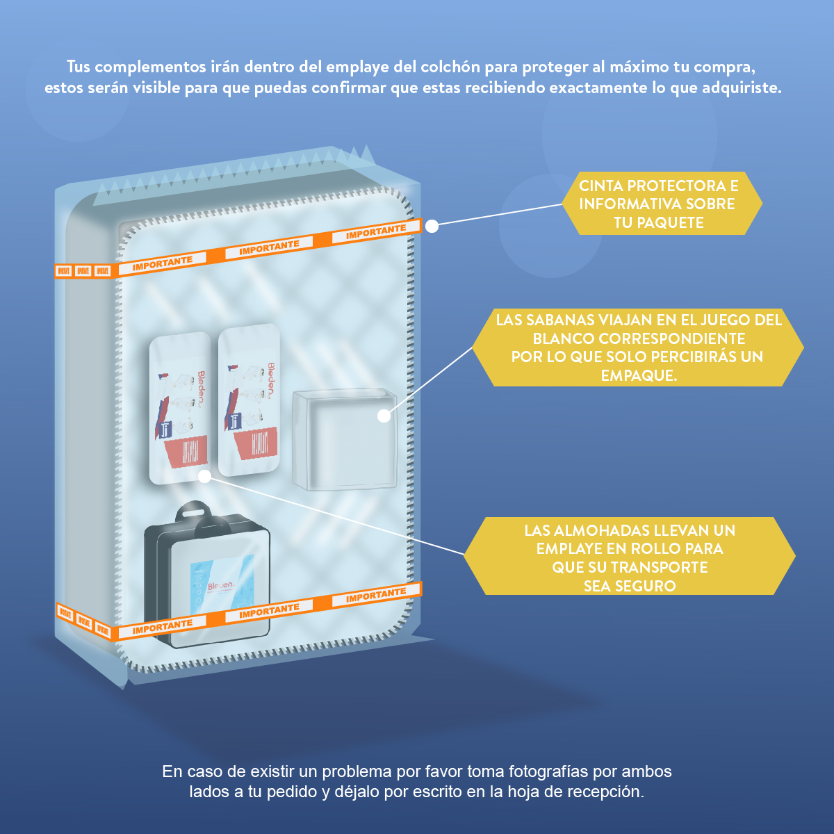Colchón Individual Dom + 2 Almohadas + Complemento.
