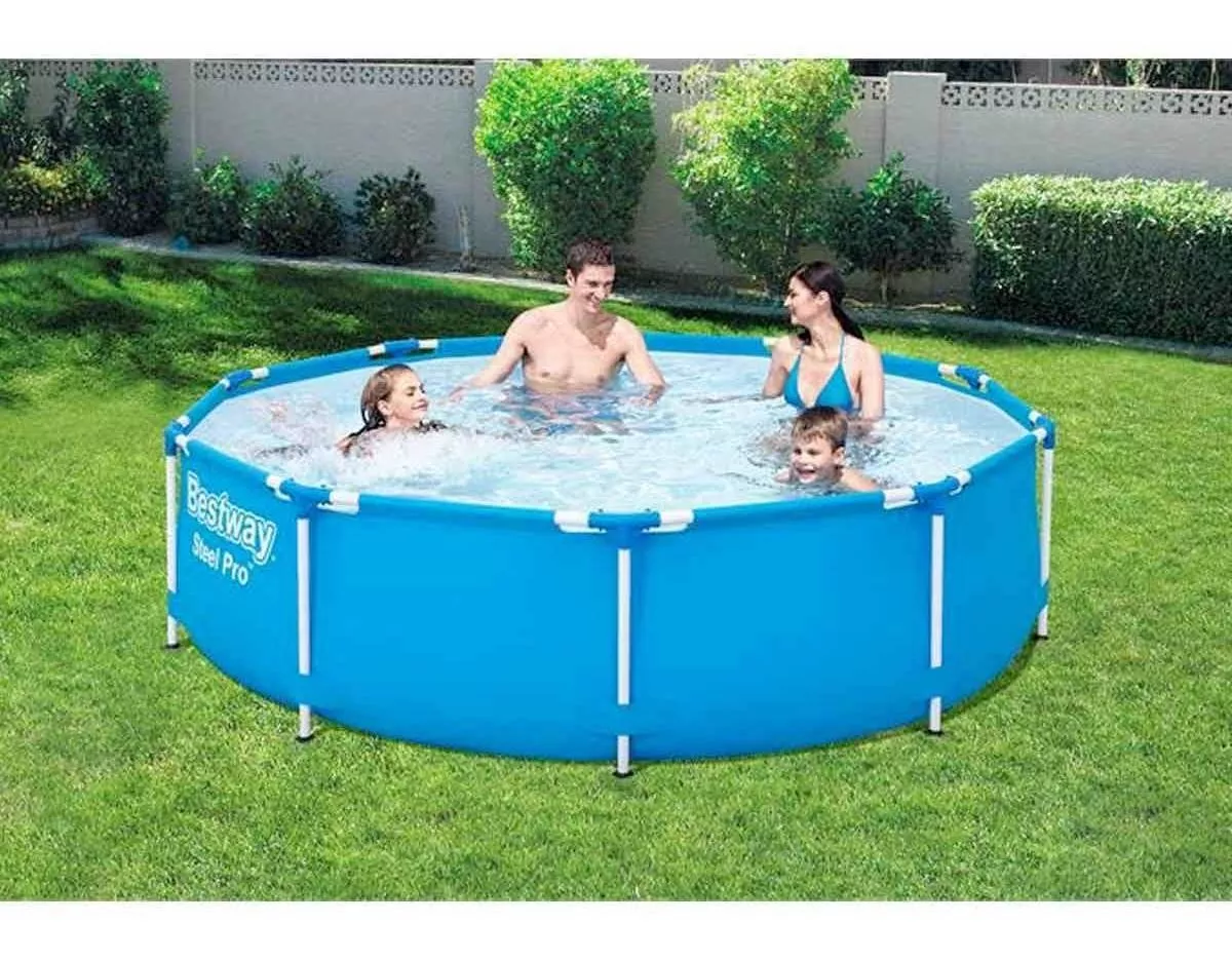 Alberca Piscina Estructural Circular Steel Pro 305cm Bestway Color Azul-gorro de natación