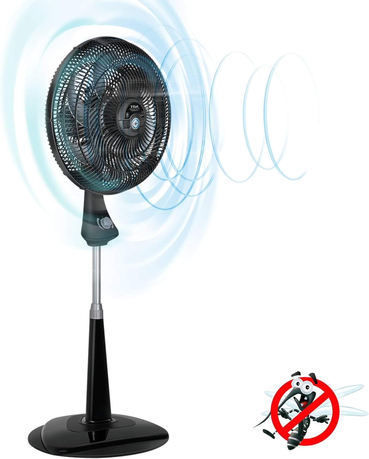 T-FAL Ventilador de pedestal T-fal Silence Force de 18" y 6 aspas con tecnología repelente. Ultra potente y silencioso, eficaz contra los mosquitos. 90 W de potencia-Mando a distancia táctil RS8 RGB/RGBW de 8 zonas