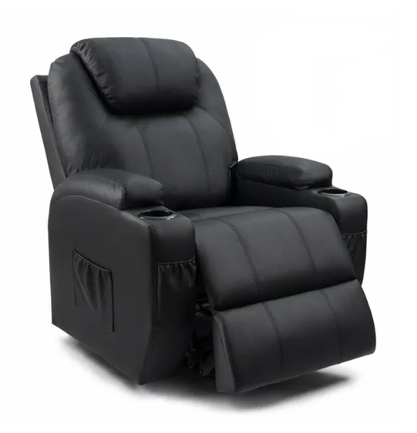 Silla reclinable de piel sintética con función de masaje y calefacción