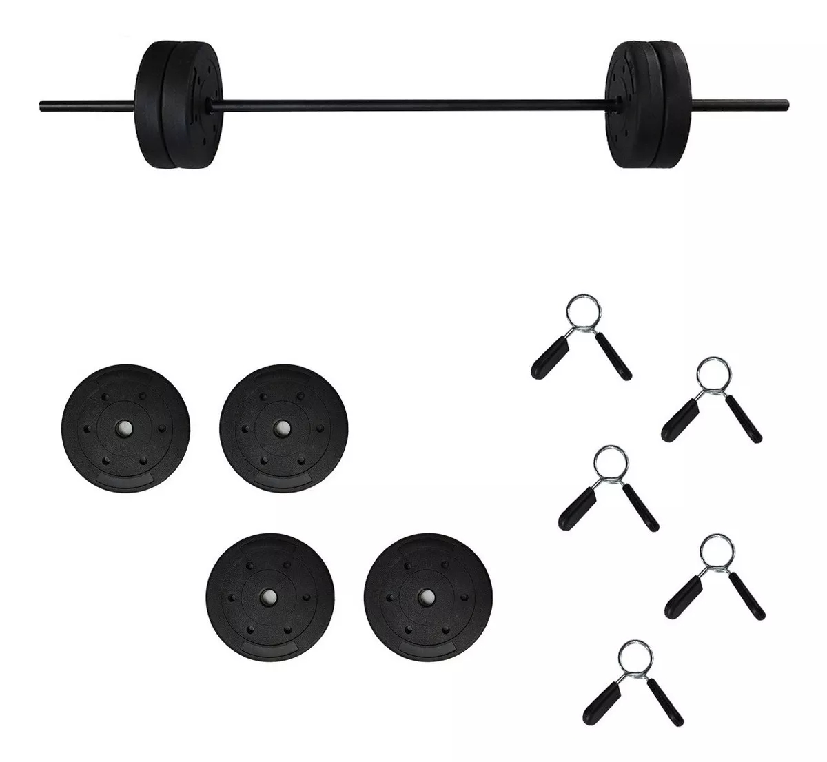 Banco Multiposiciones Kit Discos Gym Pesas Ejercicio Barra