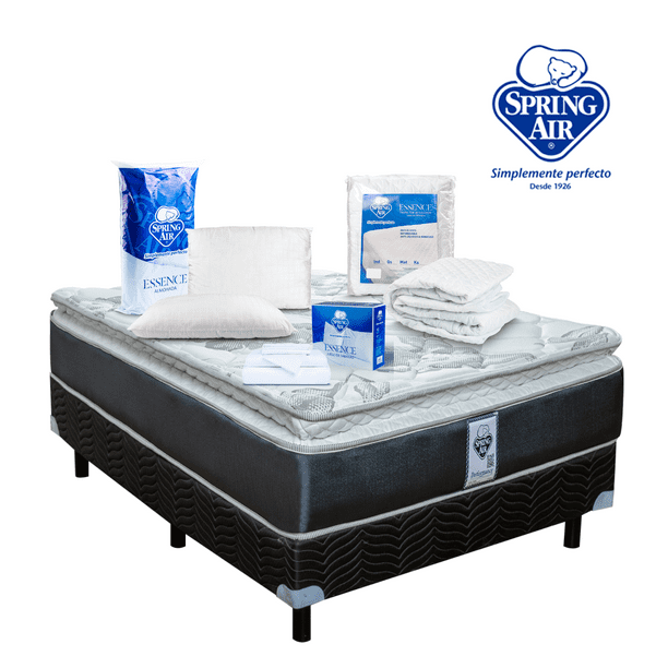 Paquete Colchon Queen Size + 2 Almohadas + Box + Cubre Colchon + Juego de Sabanas Spring Air Smith