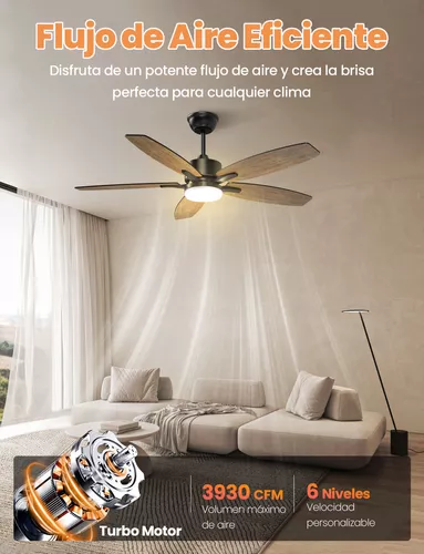 Ventilador De Techo Modernos De 42 Pulgadas, Ventilador De Techo Con Luz Led Y Control Remoto, Lampara Ventilador Silencioso De 5 Aspas Para Interior/exterior Con 3cct+6 Velocidades