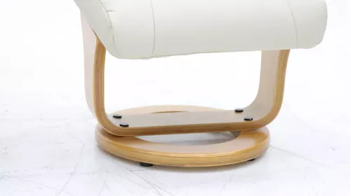 Sillon Reclinable Elegante Giratorio Otoman Taburete Vanlig Color Beige Diseño De La Tela Lujo Vinipiel