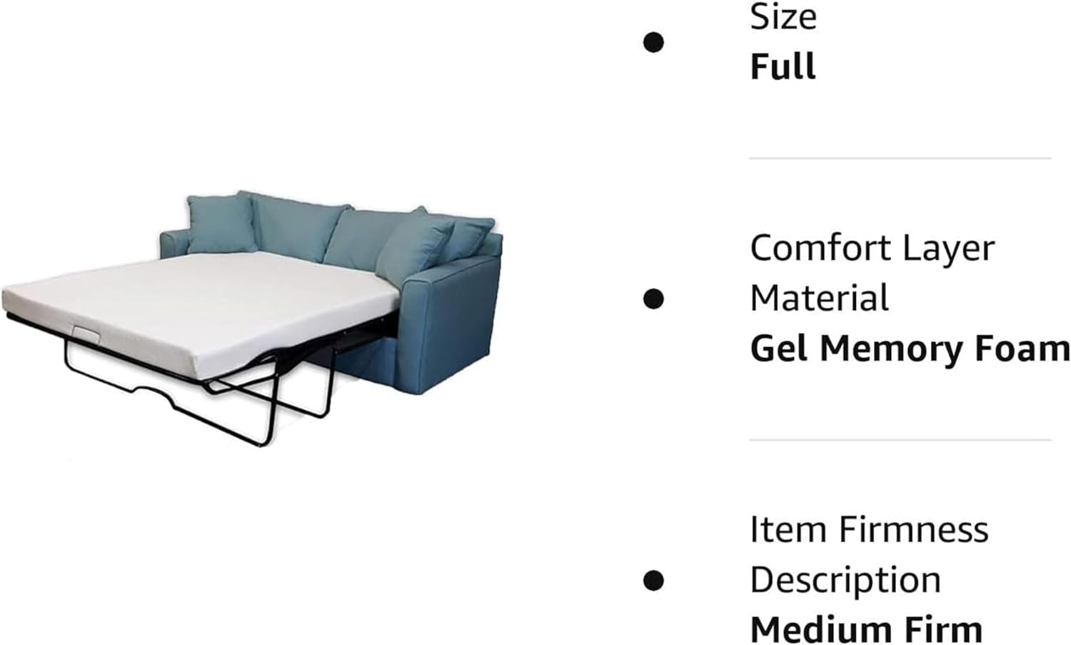 DynastyMattress Colchón de Espuma viscoelástica de Gel frío de 4 Pulgadas para sofá Plegable Convertible -almohada