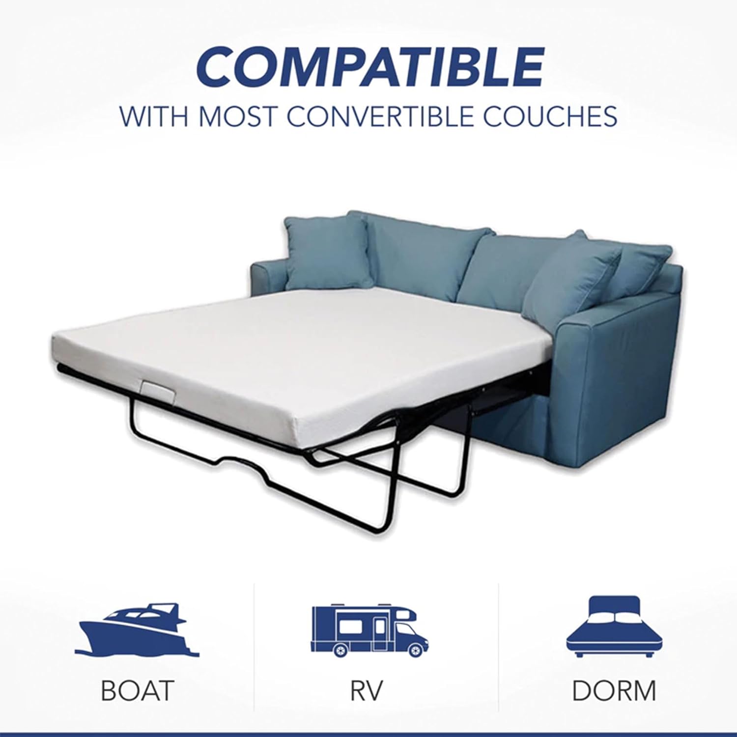 DynastyMattress Colchón de Espuma viscoelástica de Gel frío de 4 Pulgadas para sofá Plegable Convertible -almohada