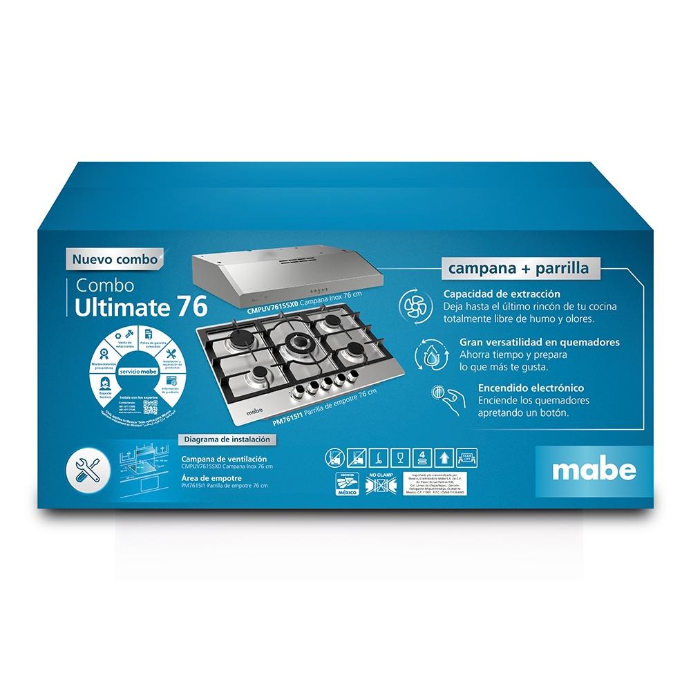 Combo Mabe Parrilla 76 cm con Campana PM76CMP76SX0 Acero