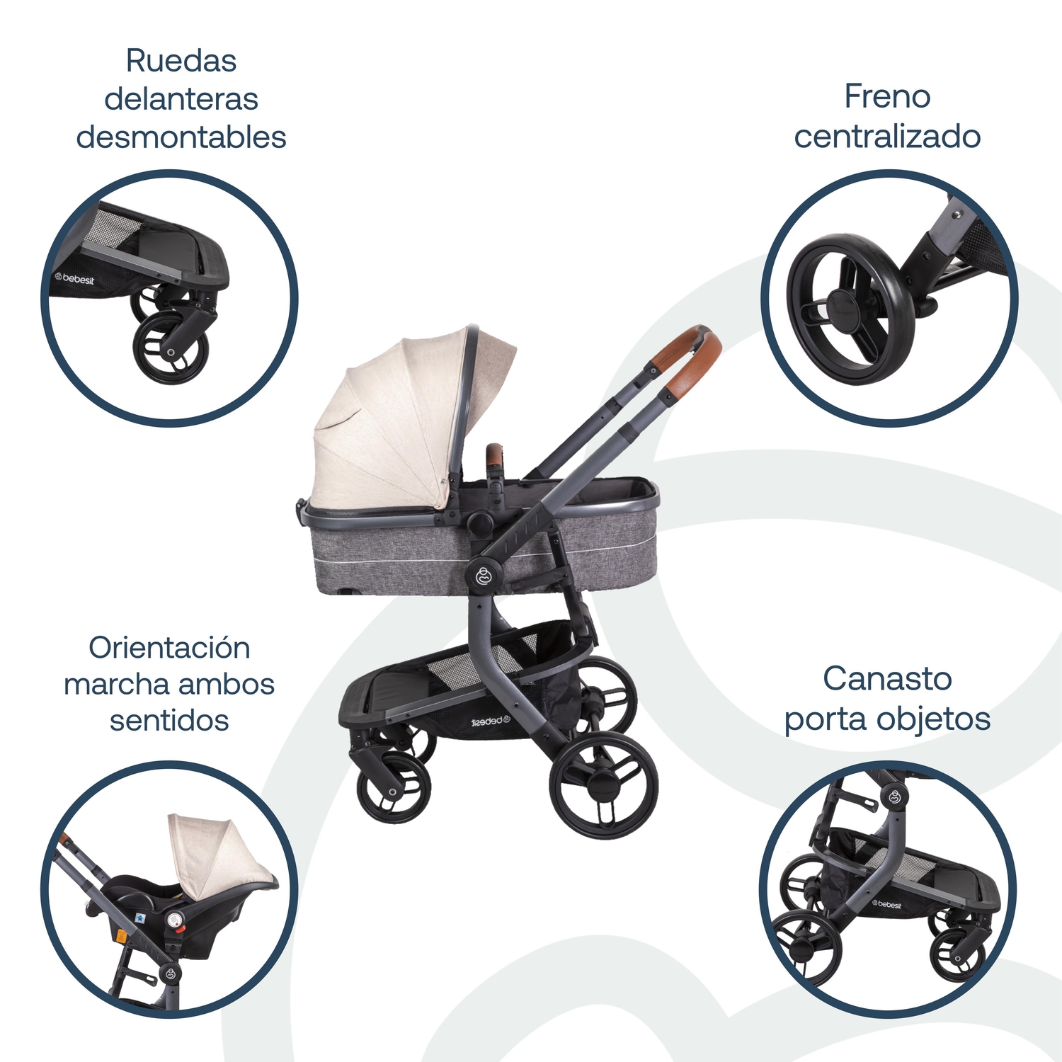 Coche Travel System Taurus Beige Bebesit