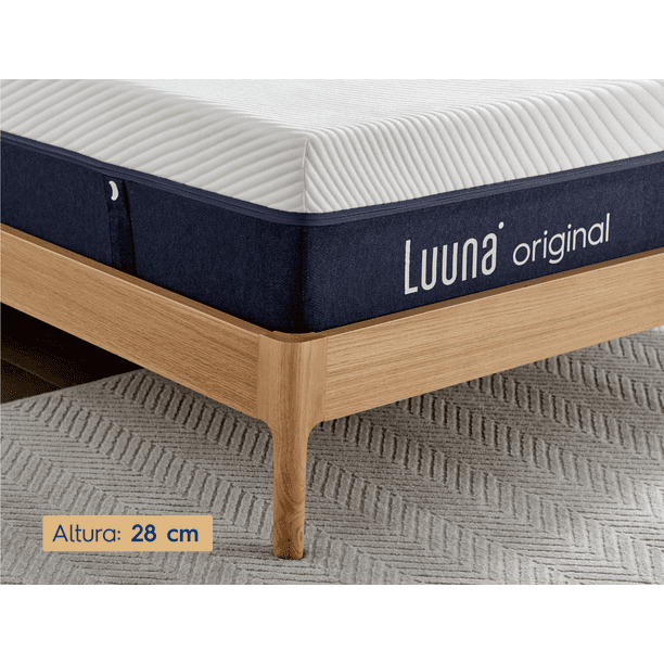 Colchón Luuna Original y 2 Almohadas Ajustables Luuna, Memory Foam, Colchón en Caja blanco Matrimonial