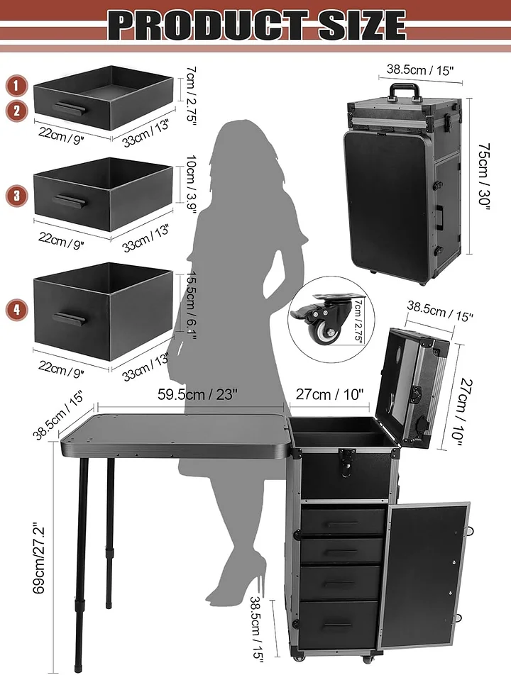 Mesa de manicura enrollable para tren de maquillaje con computadora de uñas plegable, estación de trabajo de maquillaje