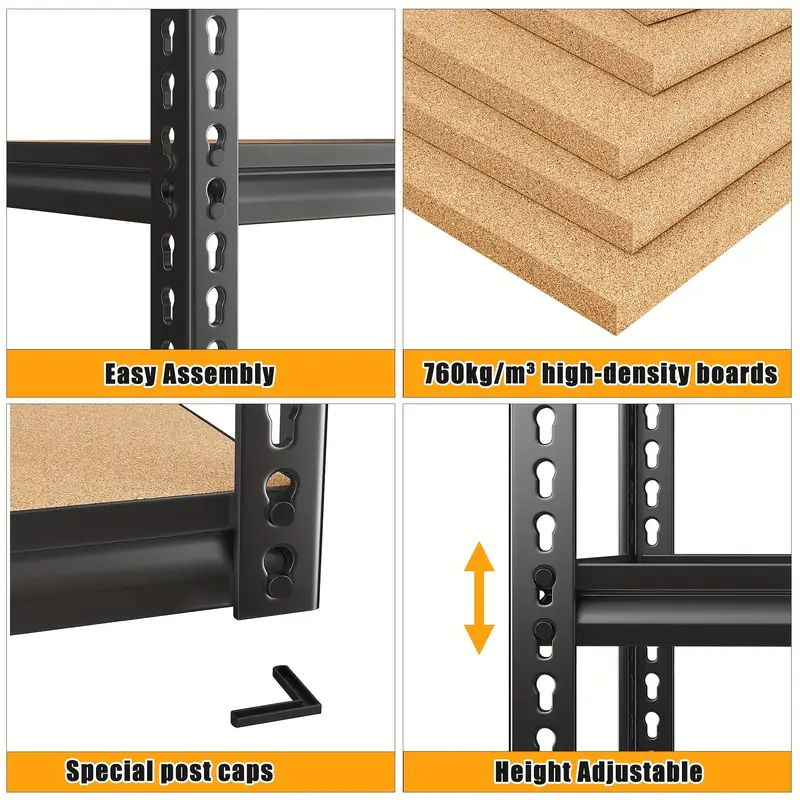 Estantería Metálica de 5 Niveles y 1500LBS para Garaje - Apilable, Ajustable y de Diseño Clásico para Almacenamiento y Organización - Perfecta para Garaje, Despensa y Más