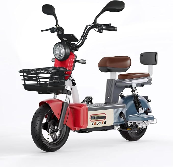 YELOTE Bicicleta Electrica Moto Electrica Velocidad Máxima 35KM/H,Autonomía 40-45KM,Baterías de Gran Capacidad de 20AH con Alarma
