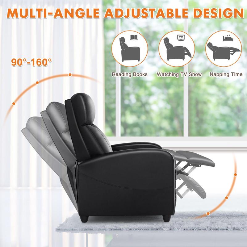 Sillón reclinable para sala de estar, sillón reclinable de masaje, sillones para cine en casa, sillón reclinable moderno ajustable con asiento y respaldo acolchados.