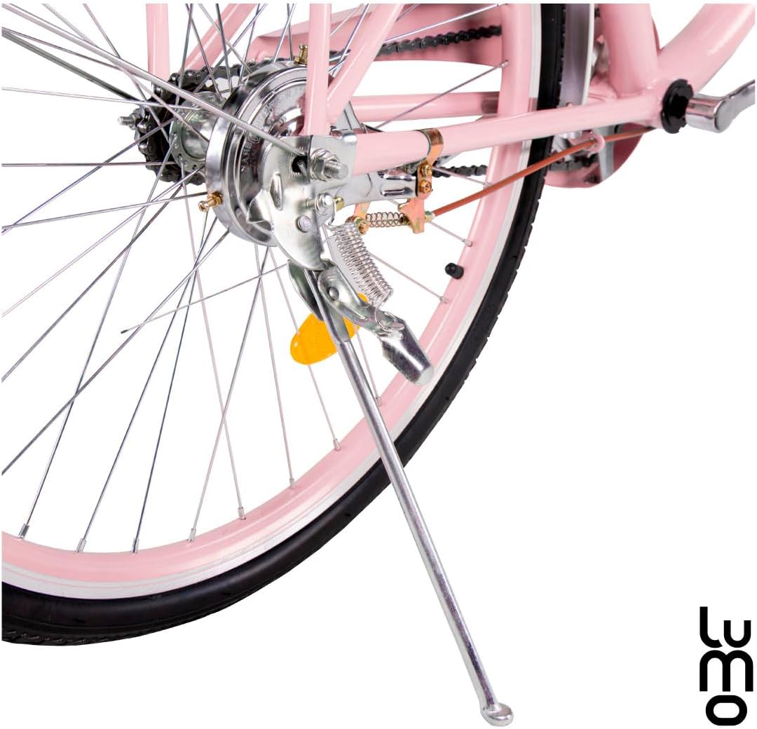 LUMO HOME Bicicleta Urbana Retro, Bicicleta Rodada 26, Marco y Estructura de Acero con Canasta para Bicicleta, Diseño Clásico Vintage, Pie de Apoyo, Bicicleta Adulto
