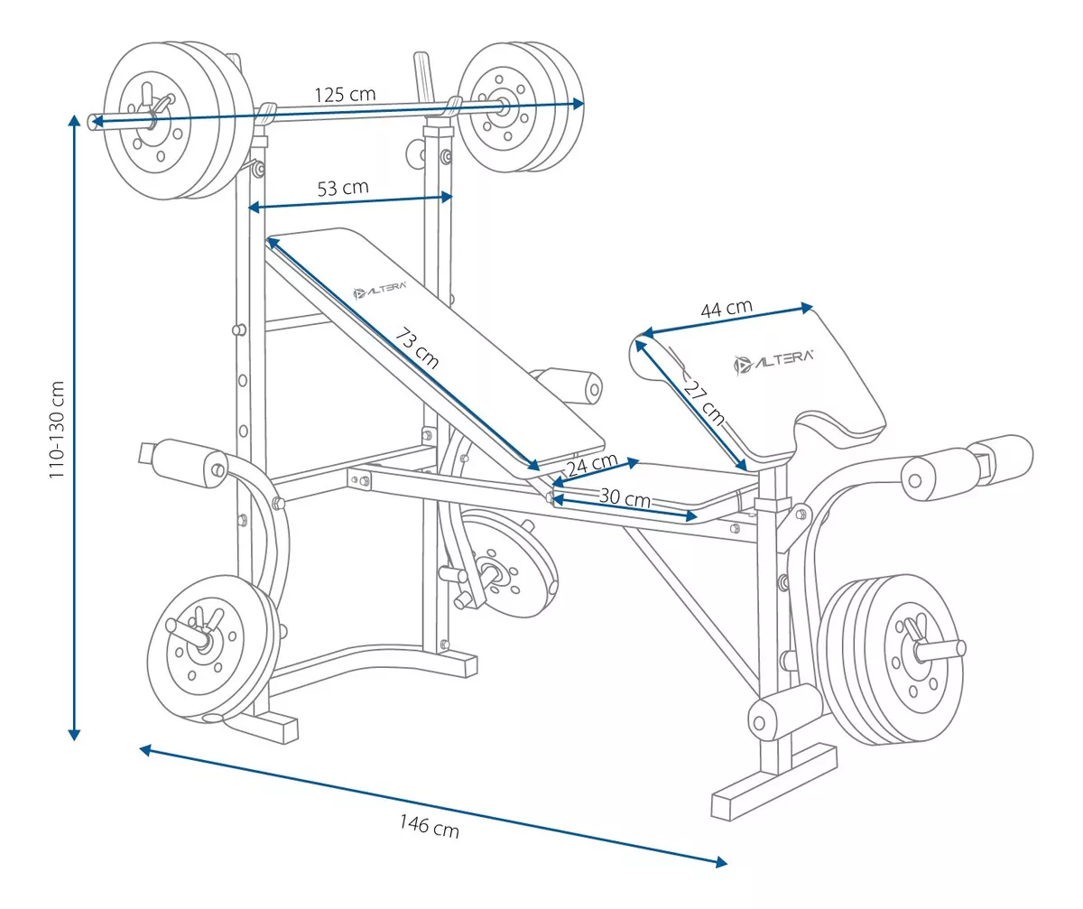 Banco Para Pesas Multifuncional Altera Con Discos Ajustables