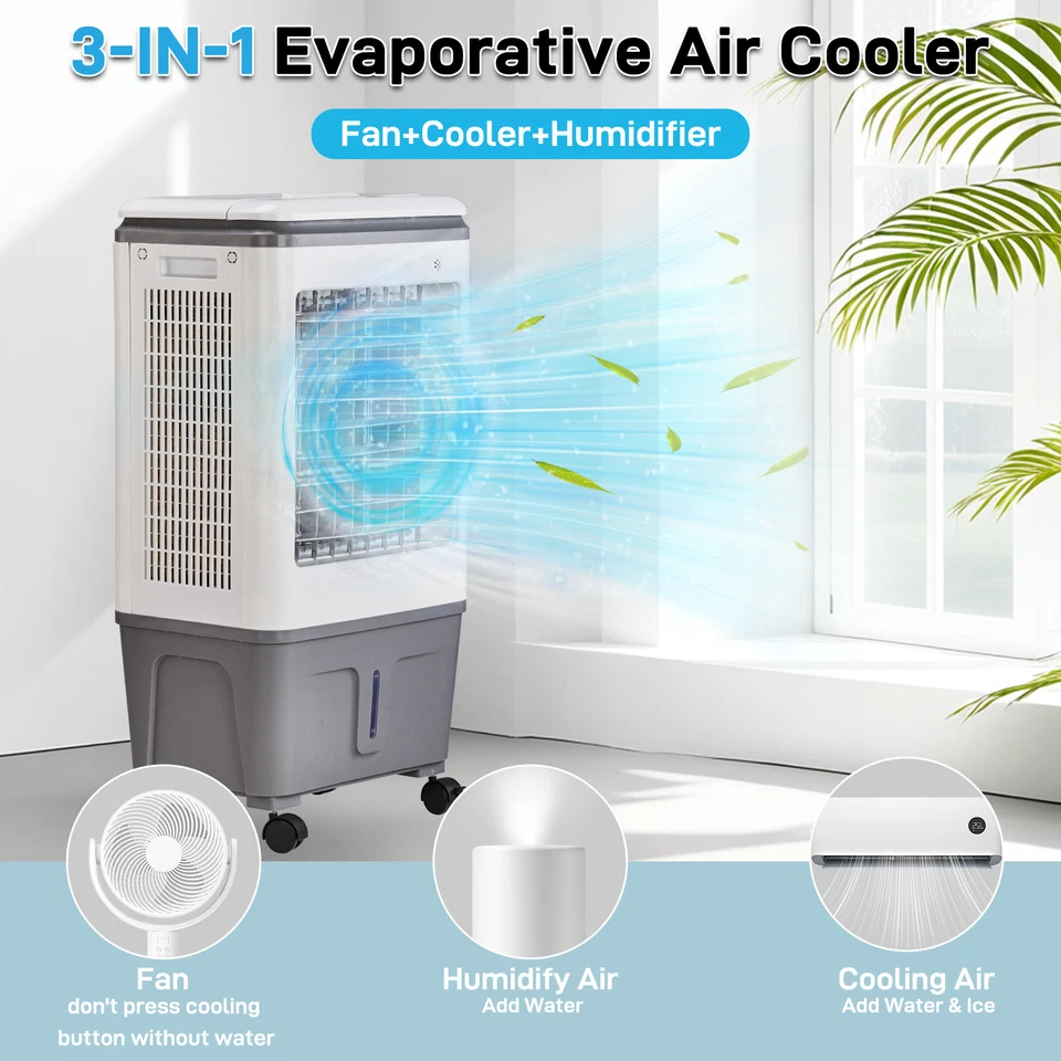 Aire acondicionado portátil 20L 3 en 1, enfriador de aire evaporativo/humidificador/refrigeración