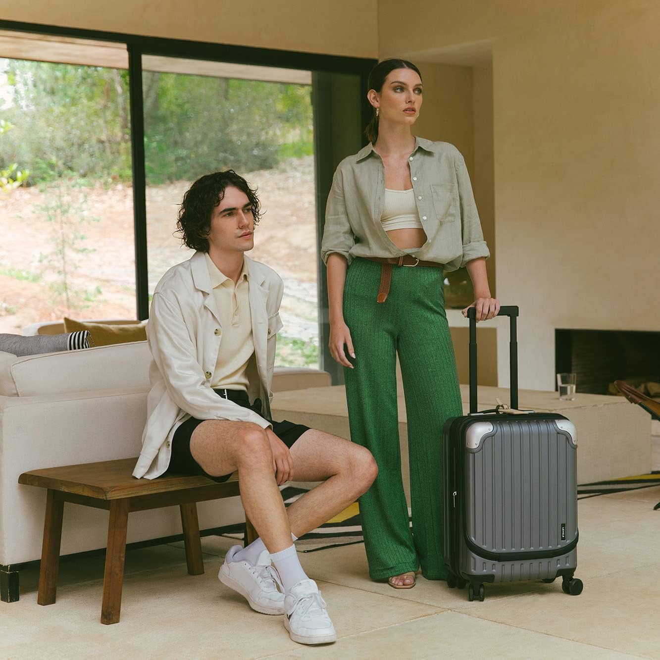 LEVEL8 Grace Maletas de Viaje, 20" Equipaje Expandible, Maletas de Mano con Bolsillo Frontal, con Ruedas Spinner y Cerradura Tsa, Gris