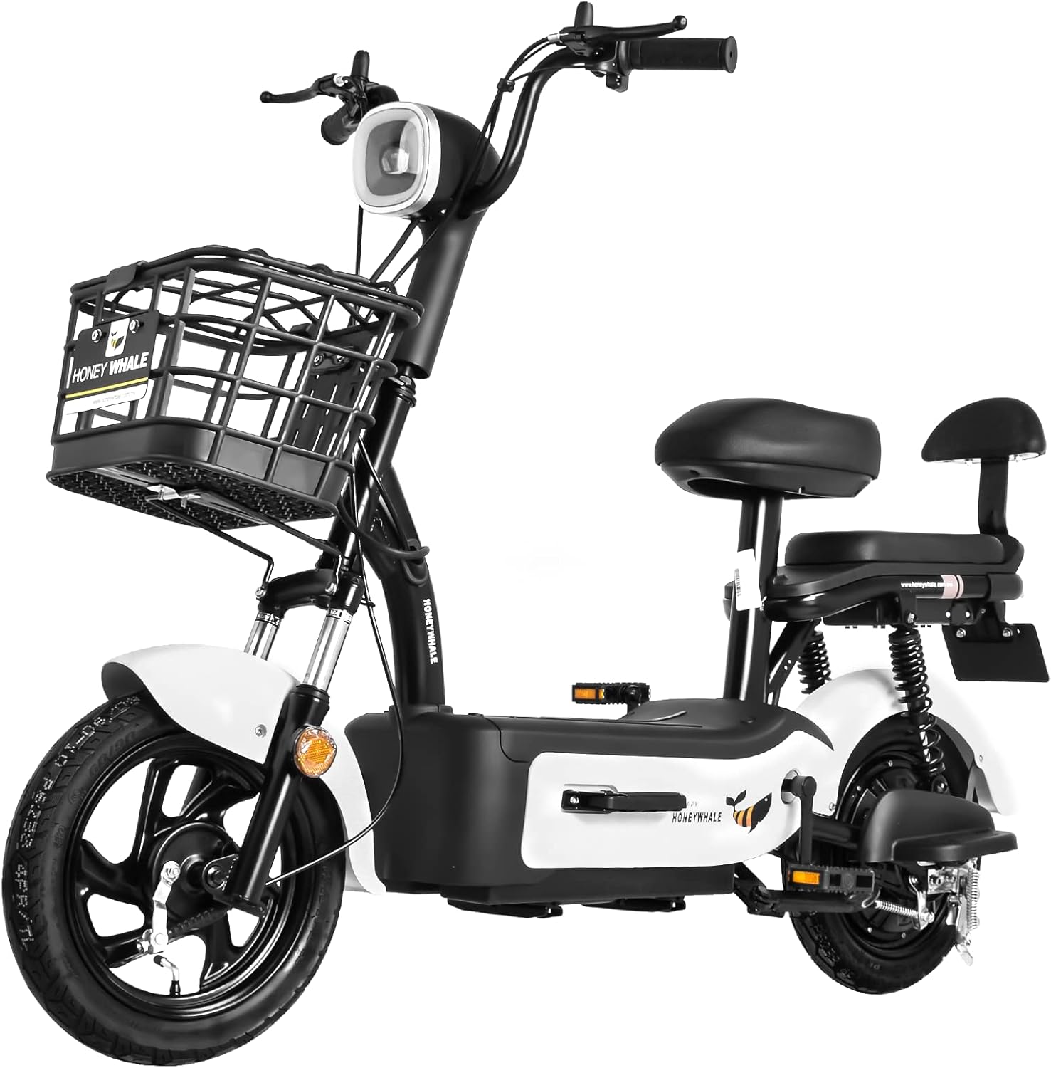 HONEYWHALE U1s Bicicleta Electrica para Adultos, Bicimoto Eléctrica con Alarma, Máxima del Motor 650W, Velocidad Máxima 31KM/H, Autonomía 60-65KM, Baterías de Gran Capacidad de 20AH, Dos Asientos
