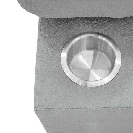 Sofá Cama Baltimore con Porta Vasos y Bolsillos Laterales 2 plz Gris Claro