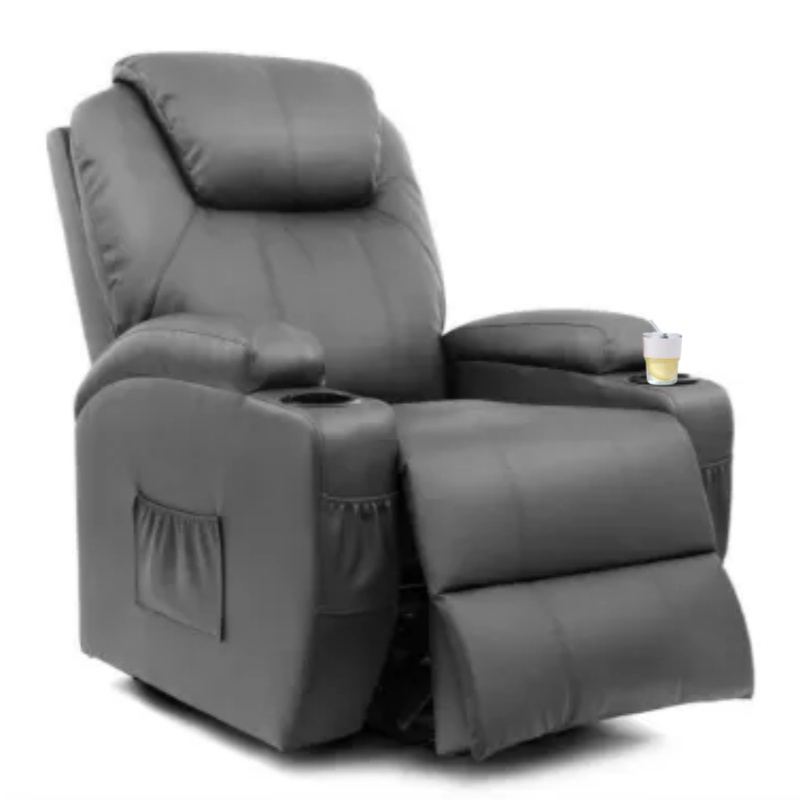 Silla reclinable de piel sintética con función de masaje y calefacción