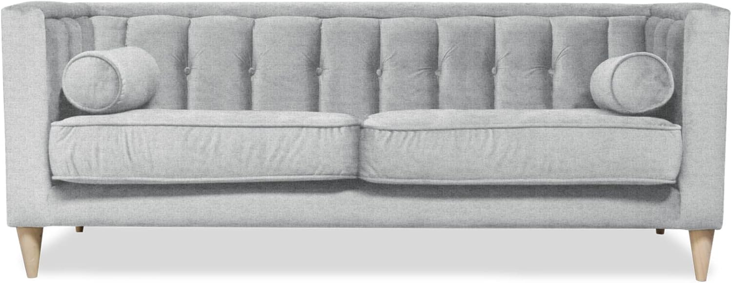 SofaMatch, Sofá Poole, Tela Quantum, Patas Natural, Tela Premium, Madera Certificada, Máxima Comodidad, Diseño Elegante, Inteligente y Funcional - Gris-almohada