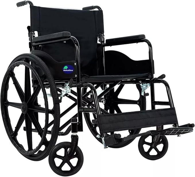 MEDICAL STORE Silla De Ruedas Ligera Adulto Mayor Todo Terreno Traslado Plegable Compacta Con Freno De Mano Rehabilitación Con Descansa Pies Abatible