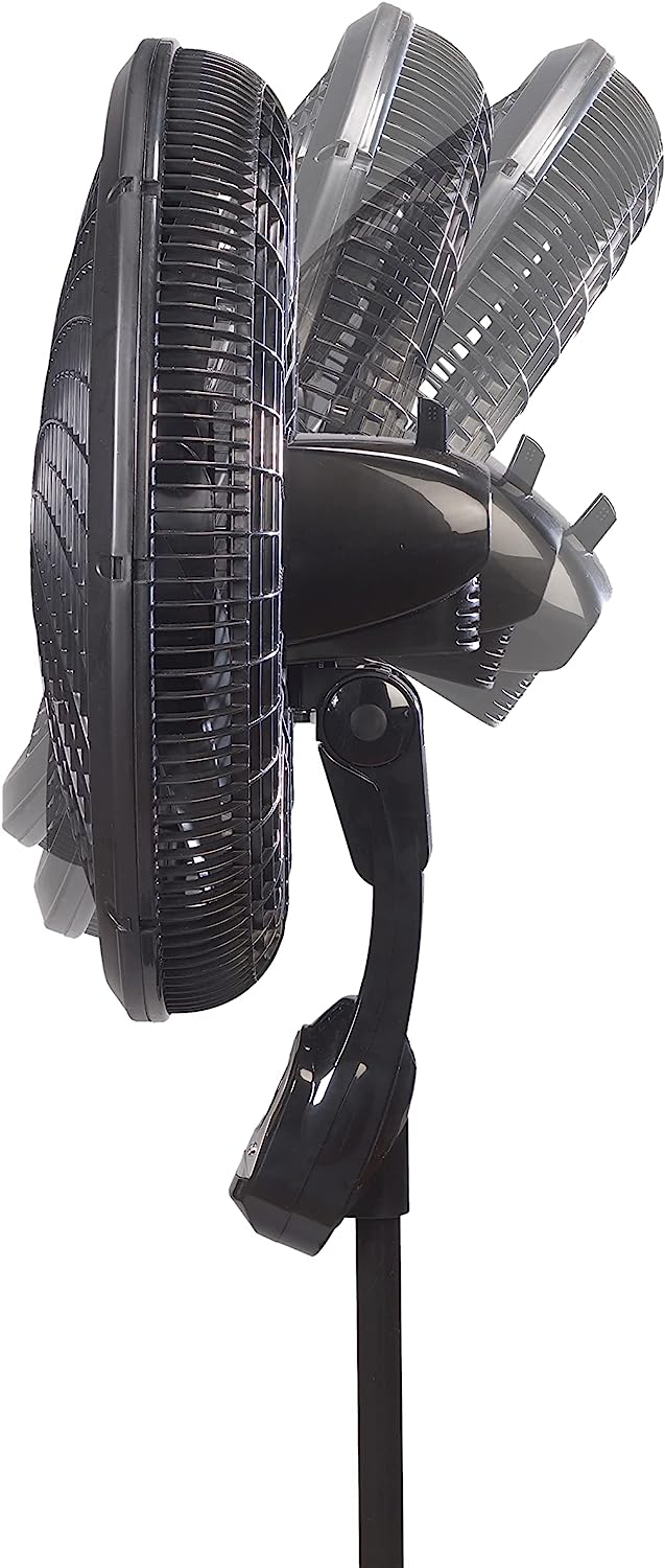 Lasko Oscillating Cyclone Pedestal Fan, Adjustable Height, Timer, Remote Control, 3 Speeds, for Bedroom, Living Room, Home Office, 18", Black, 1843